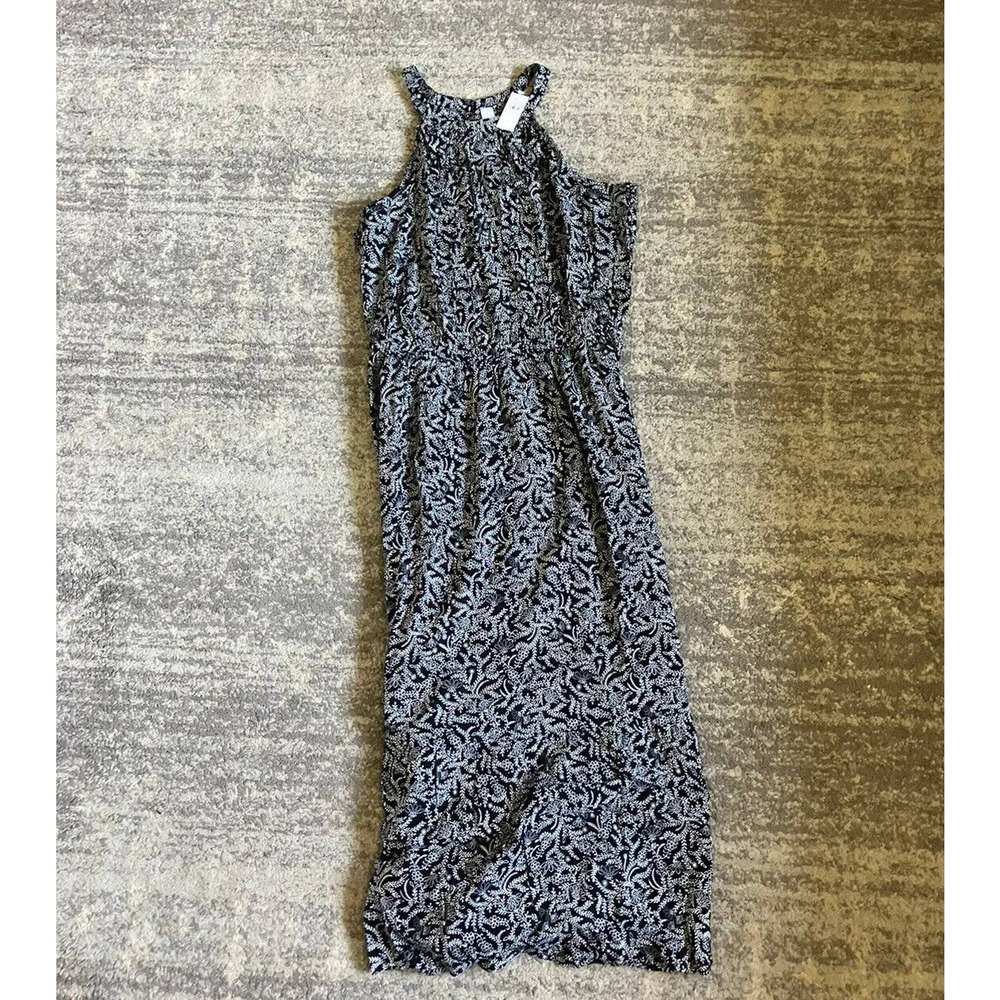 Women’s Old Navy Tank Summer Black Dress Size L Floral Q6